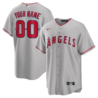 mens nike gray los angeles angels road custom replica jersey